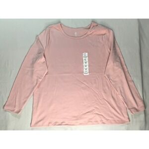 St Johns‎ Bay Women's Pink Long Sleeve Crew Neck Basic T-Shirt Top 3X NWT